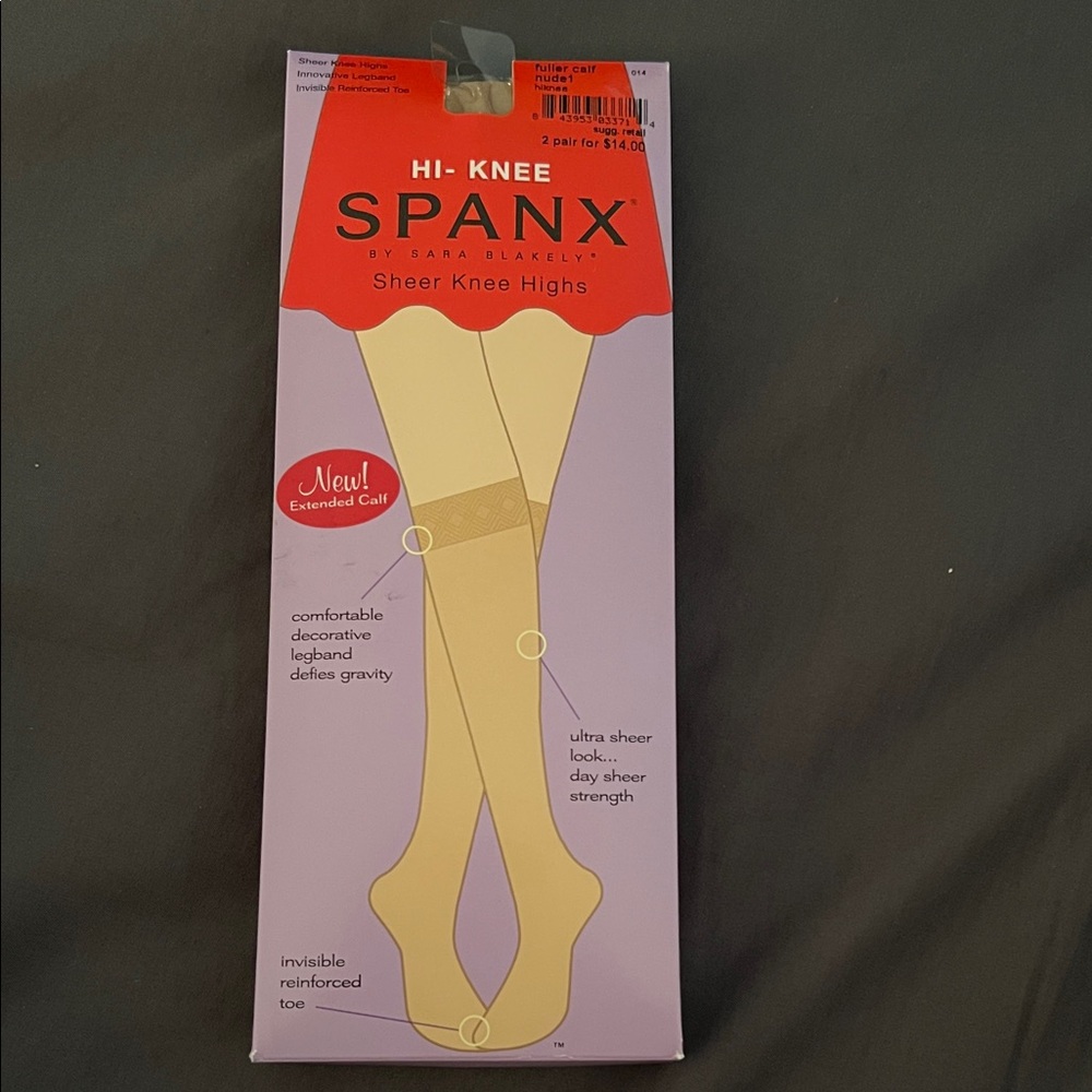 New  SPANX Sheer Knee Highs Nude Fuller Calf 2 Pair